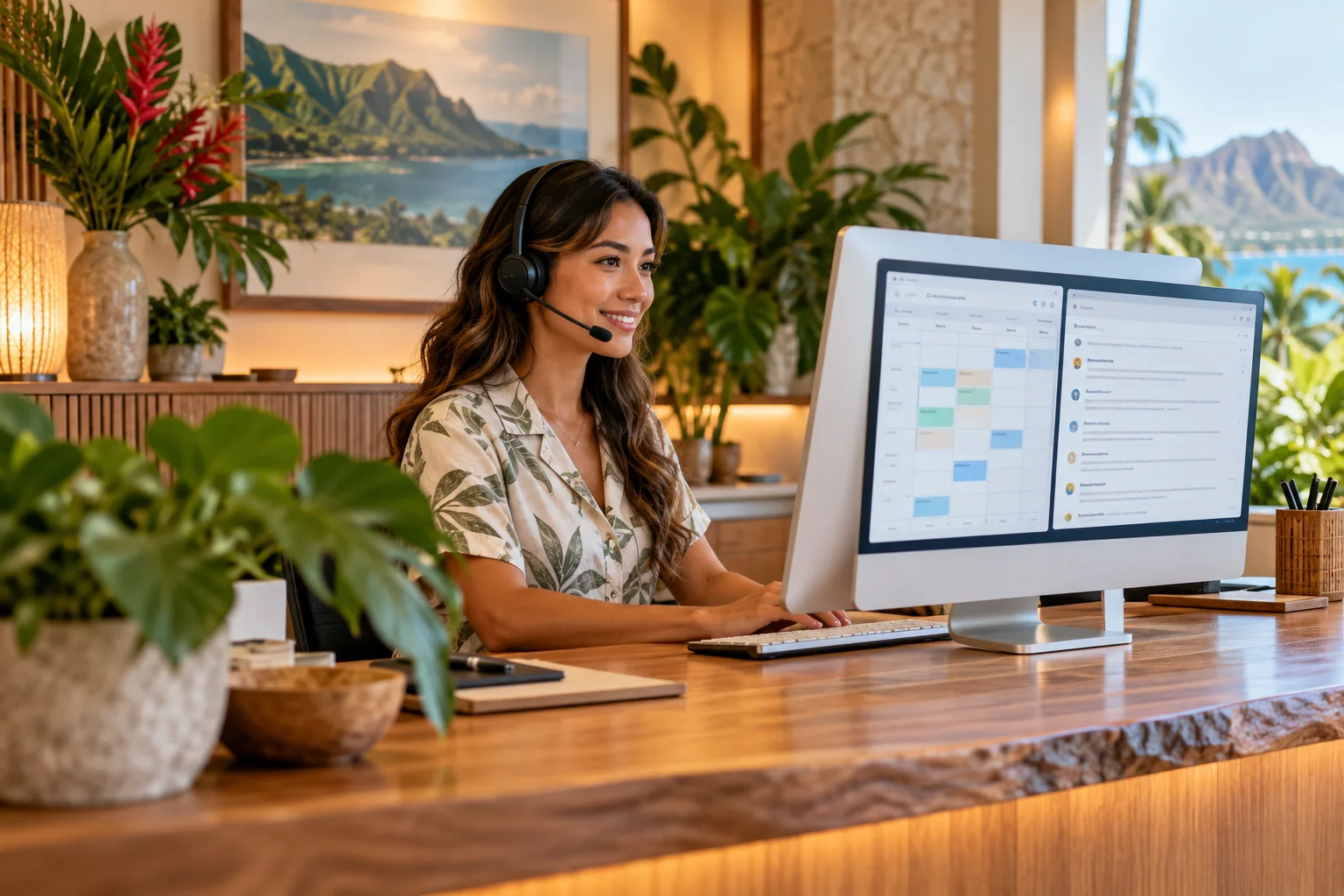 Illustrative reception and scheduling workflow with digital tools